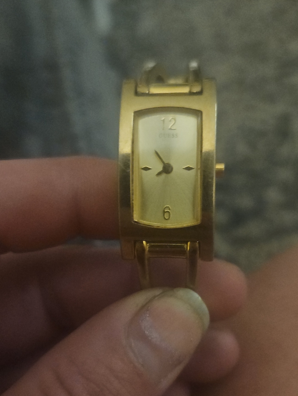 Vintage Guess Gold Rectangular Dial Stainless Steel Watch 178550